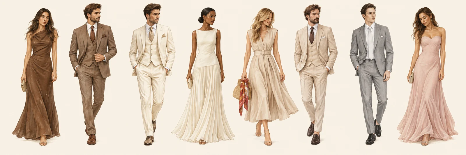 Gợi ý váy, đầm và suit — Nâu ấm